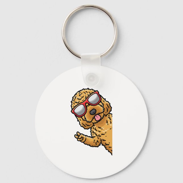 Llavero Cockapoo Spoodle De Perro Con Gafas De Sol Desde E (Anverso)