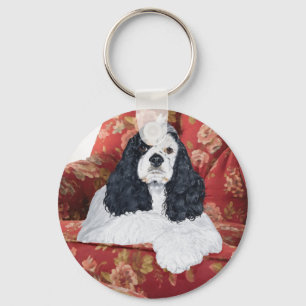 Llavero Cocker Spaniel Americano en Silla Roja