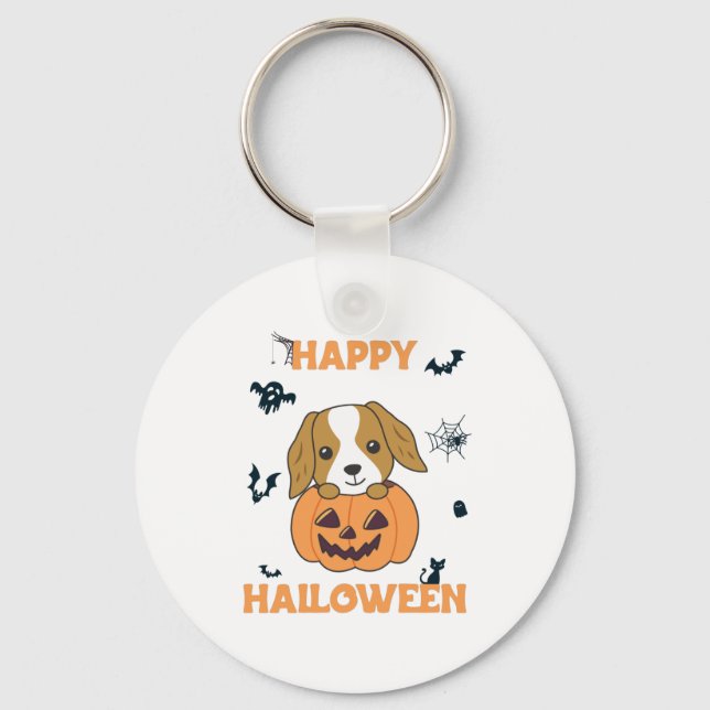Llavero Cocker Spaniel Calabaza Cute Perros Feliz Hallowee (Anverso)