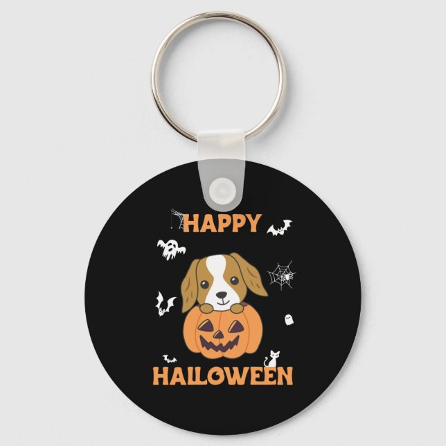 Llavero Cocker Spaniel Calabaza Cute Perros Feliz Hallowee (Anverso)