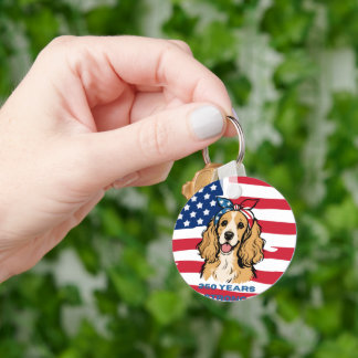 Llavero Cocker Spaniel con bandera de EE. UU.