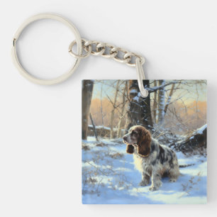Llavero Cocker Spaniel Deja que nieve Navidad