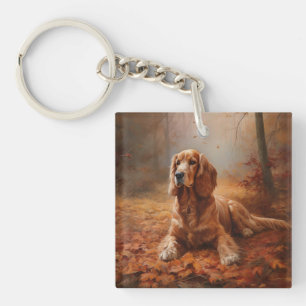 Llavero Cocker Spaniel en otoño inspira caída de hojas