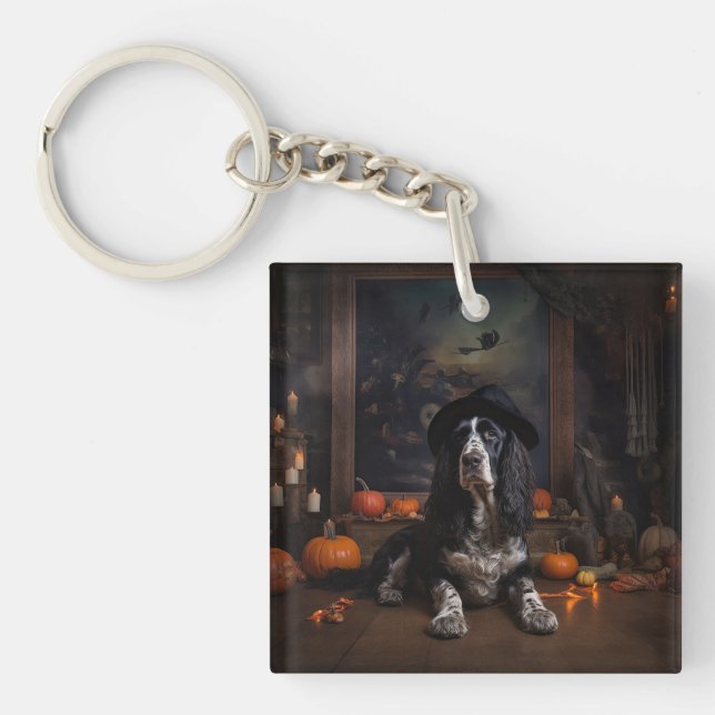 Llavero Cocker Spaniel Inglés Calabazas Halloween Espeluzn (Frente)