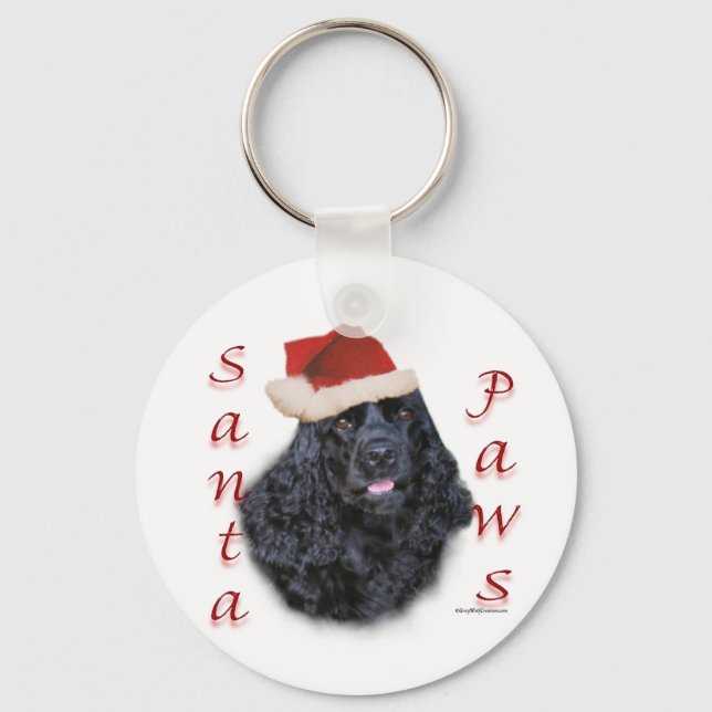 Llavero Cocker Spaniel (negro) Santa Paws (Anverso)