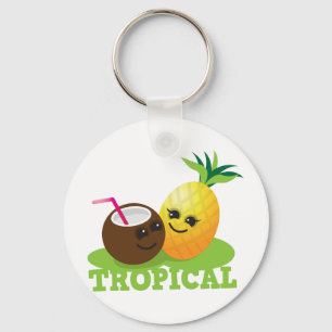 Llavero Coco kawaii lindo TROPICAL y piña