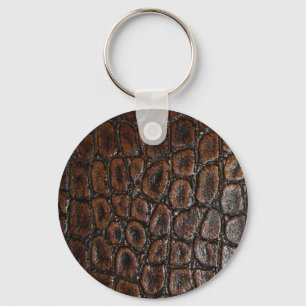 Llavero cocodrilo salvaje vintage cuero caimán marrón
