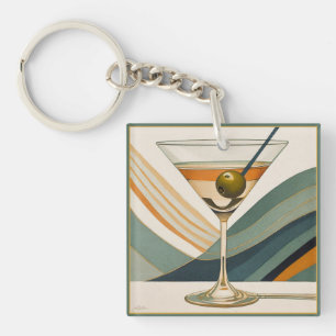 Llavero Cóctel Martini Diseño de Mitad de Siglo