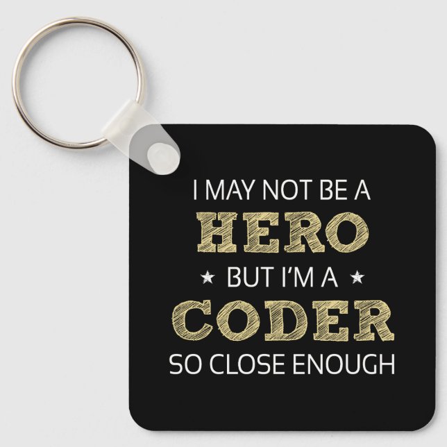 Llavero Coder Hero Humor Novedad (Anverso)