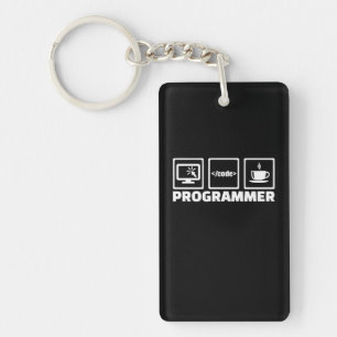 Llavero Código De Escritura Y Café De Bebida De Programado