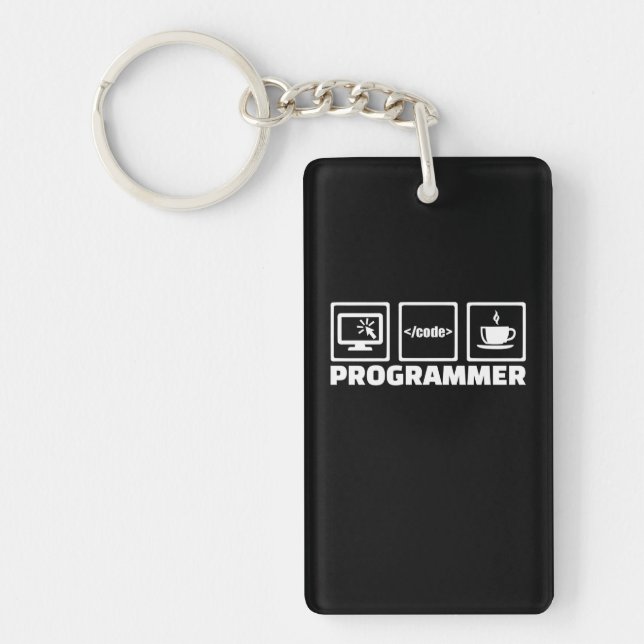 Llavero Código De Escritura Y Café De Bebida De Programado (Frente)