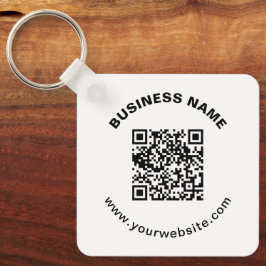 Llavero Código QR con nombre de empresa en negrita y texto