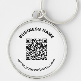 Llavero Código QR con nombre de empresa texto circular en 
