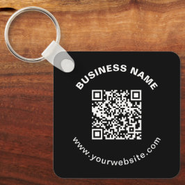 Llavero Código QR con nombre de empresa texto circular en 