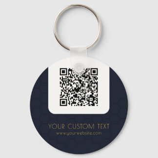 Llavero Código QR con texto personalizado azul marino eleg