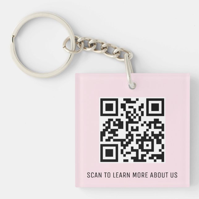Llavero Código QR de acrílico rosado Personalizado de la c (Frente)