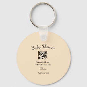 Llavero Código QR de baby shower rosa simple agregar nombr