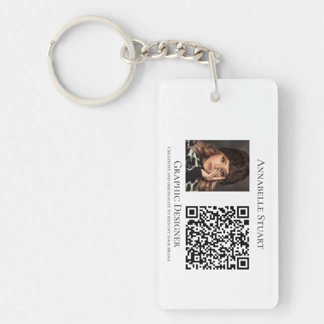 Llavero Código QR de foto Empresa Comercial Grande (Frente)