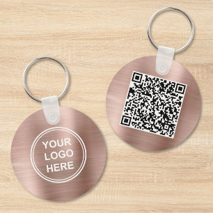 Llavero Código QR de Logotipo Moderno de Oro Rosa Promocio