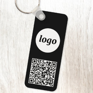 Llavero Código QR de logotipo simple Empresa Blanco y Negr