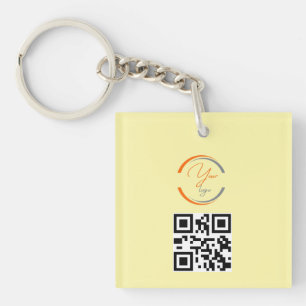 Llavero Código QR de logotipo simple negocio amarillo clar