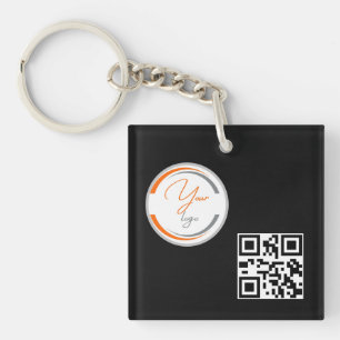 Llavero Código QR de logotipo simple negocio amarillo clar