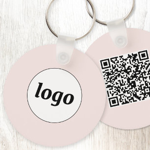 Llavero Código QR de logotipo simple negocio rosa rubor