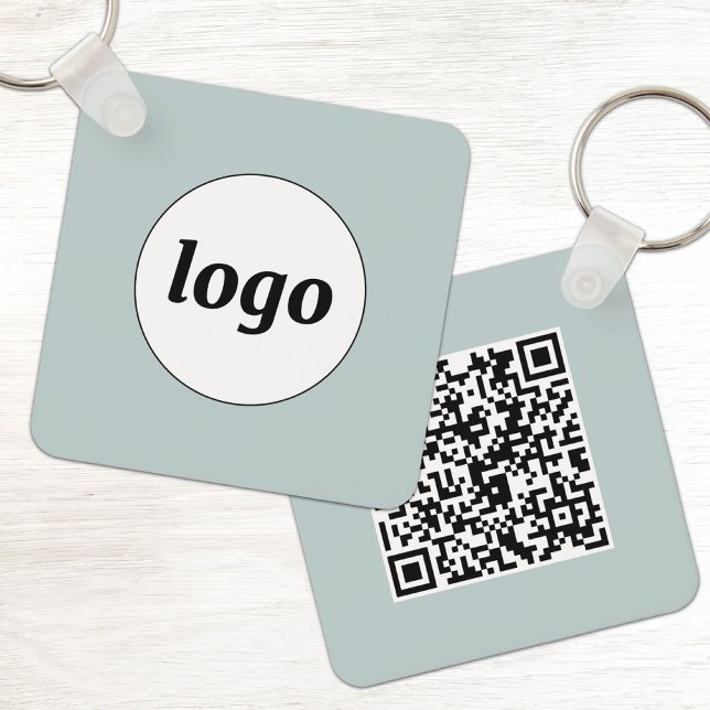 Llavero Código QR de Logotipo Simple Negocios (Simple logo with QR code business branding promotional keychain)