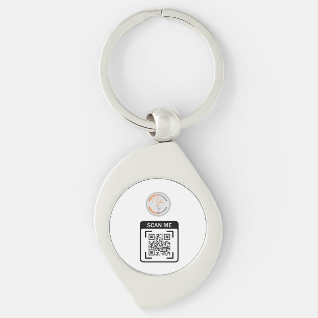Llavero Código QR de Logotipo Simple Negocios Blanco (Anverso)