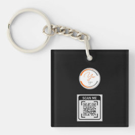 Llavero Código QR de Logotipo Simple Negocios Negro