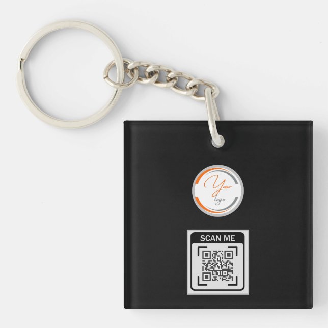 Llavero Código QR de Logotipo Simple Negocios Negro (Frente)
