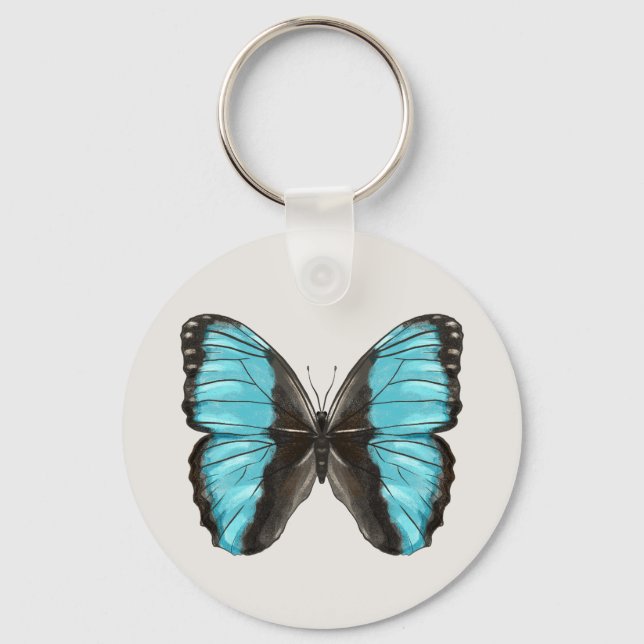 Llavero Código QR de mariposa azul (Anverso)