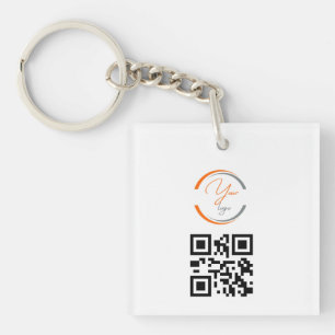 Llavero Código QR de Negocio Blanco Logo Simple