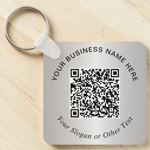 Llavero Código QR de Negocio Plateado Promocional