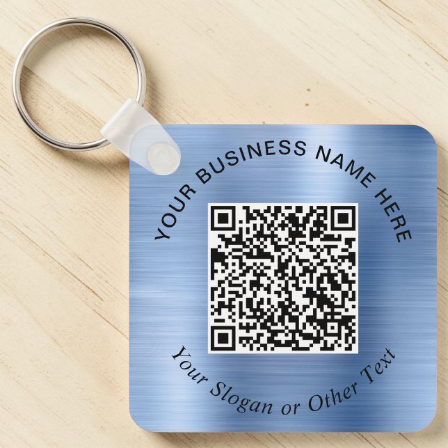 Llavero Código QR de Negocio Promocional Azul (Business QR Code Promotional Blue Keychain)