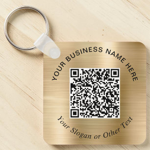 Llavero Código QR de negocio Promocional Dorado