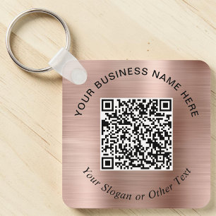 Llavero Código QR de negocio Rosa Dorado Promocional