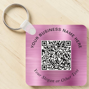 Llavero Código QR de Negocio Rosa Promocional