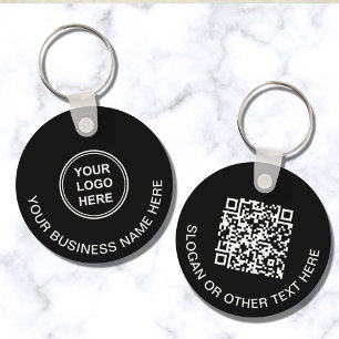 Llavero Código QR de promoción negro con logotipo moderno