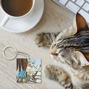 Llavero Código QR del Dragón azul del gato Viking
