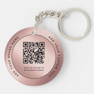 Llavero Código QR del logotipo metálico de Rosa de lujo Go
