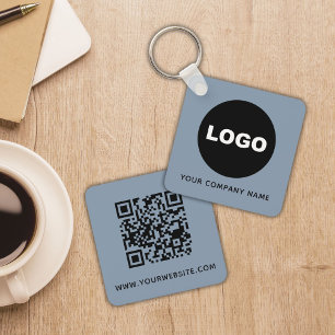 Llavero Código QR del logotipo promocional azul polvorient