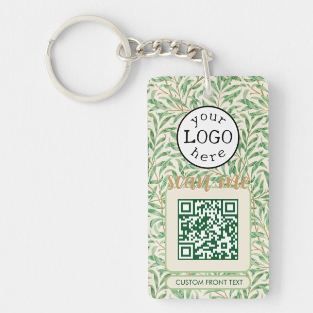 Llavero Código QR doble para empresas William Morris Green (Frente)