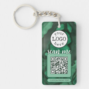 Llavero Código QR doble para la piedra malaquita verde par