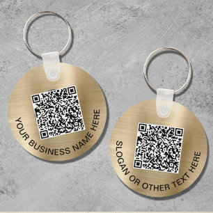 Llavero Código QR Dorado Promocional Moderno