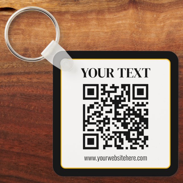 Llavero Código QR empresarial con texto superior e inferio (Anverso)