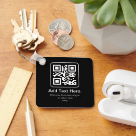 Llavero Código QR escaneable moderno | Blanco, negro y gri