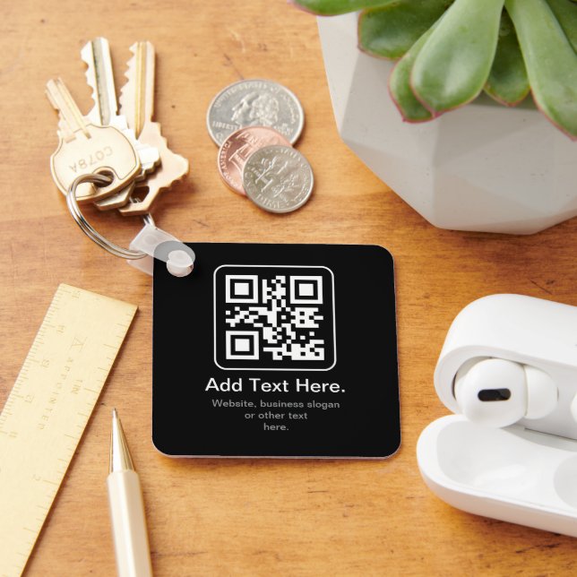 Llavero Código QR escaneable moderno | Blanco, negro y gri (Escritorio )