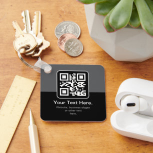 Llavero Código QR escaneable moderno   Negro Gris y Blanco