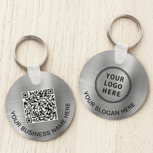 Llavero Código QR Logo Promocional Plata